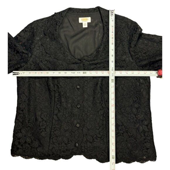 Talbots Size 14 W Blaze jacket Women Vintage-Inspired Black Lace Button - Picture 12 of 12